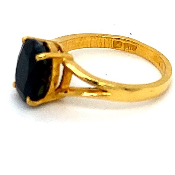 Blue Sapphire 3.42ct Solid 22K Yellow Gold Ring - Picture 7 of 8